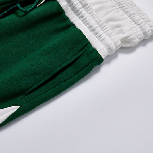 Double Waistband Rhinestone Contrast Panel Flare Sweatpants Unisex Casual Spring High Waist Drawstring Color Block Streetwear Loose Sport Track Pants Trousers