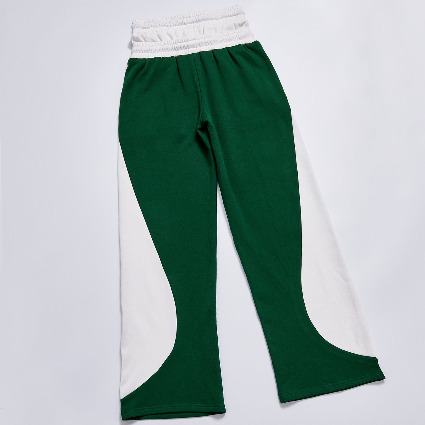 Double Waistband Rhinestone Contrast Panel Flare Sweatpants Unisex Casual Spring High Waist Drawstring Color Block Streetwear Loose Sport Track Pants Trousers
