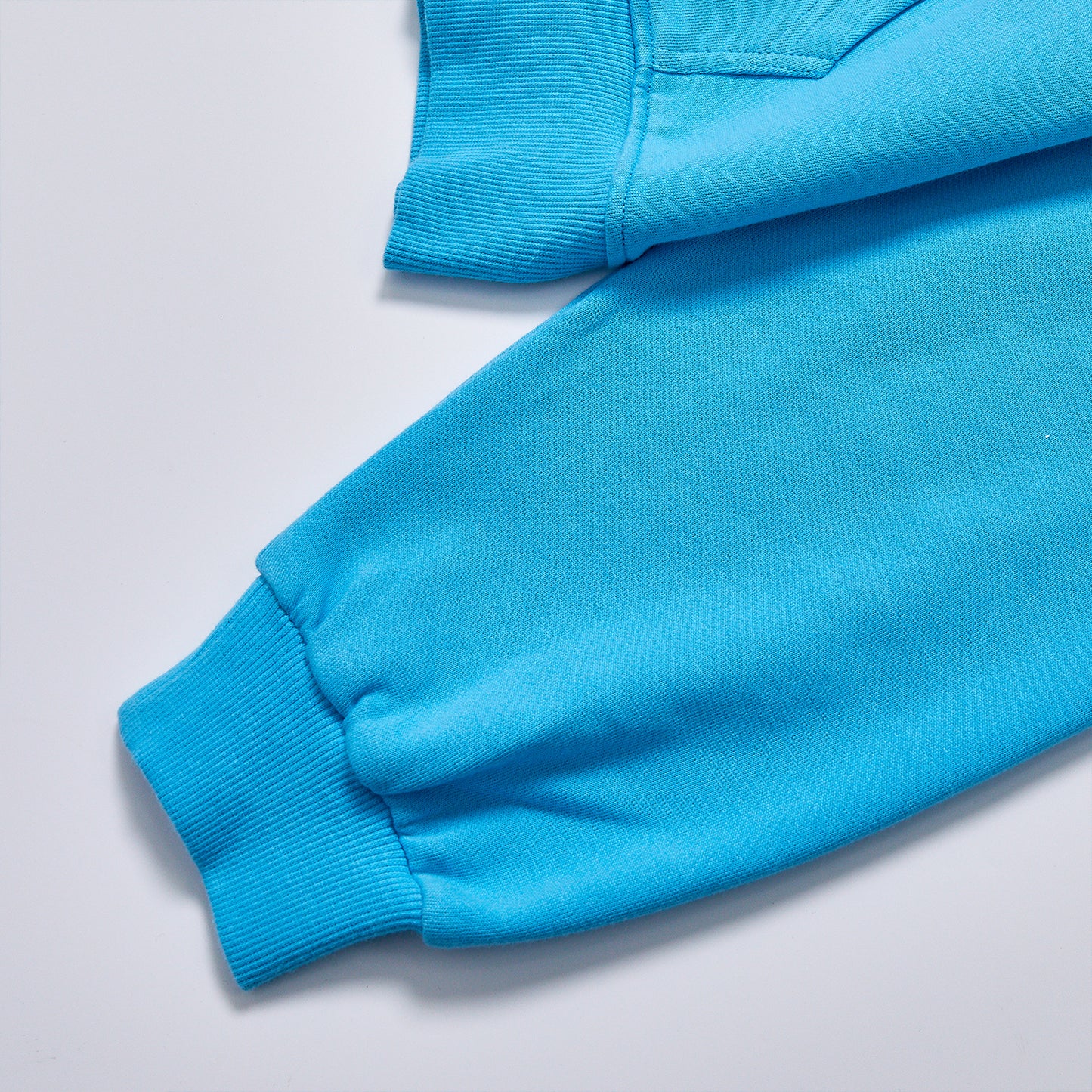 Custom Embroidered Logo Solid Bright Blue Unisex Autumn Hooded Zip Up Cropped Hoodie Streetwear Loose Casual Daily Sweatshirt Outerwear