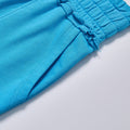 Custom Logo High Waist Ruffle Elastic Waistband Solid Blue Wide Leg Sweatpants Women Casual Loose Straight Pocket Streetwear Daily Lounge Sweat Pants Trousers