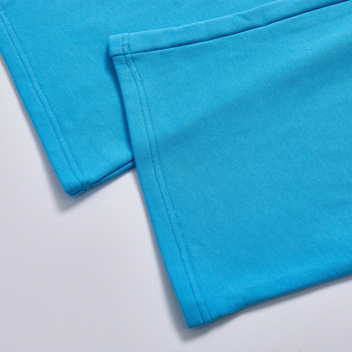 Custom Logo High Waist Ruffle Elastic Waistband Solid Blue Wide Leg Sweatpants Women Casual Loose Straight Pocket Streetwear Daily Lounge Sweat Pants Trousers