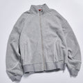 Custom Logo Reflective Piping Heather Gray Unisex Spring Stand Collar Zip-Up Loose Sweatshirt Jacket Streetwear Casual Racing Track Knit Outerwear