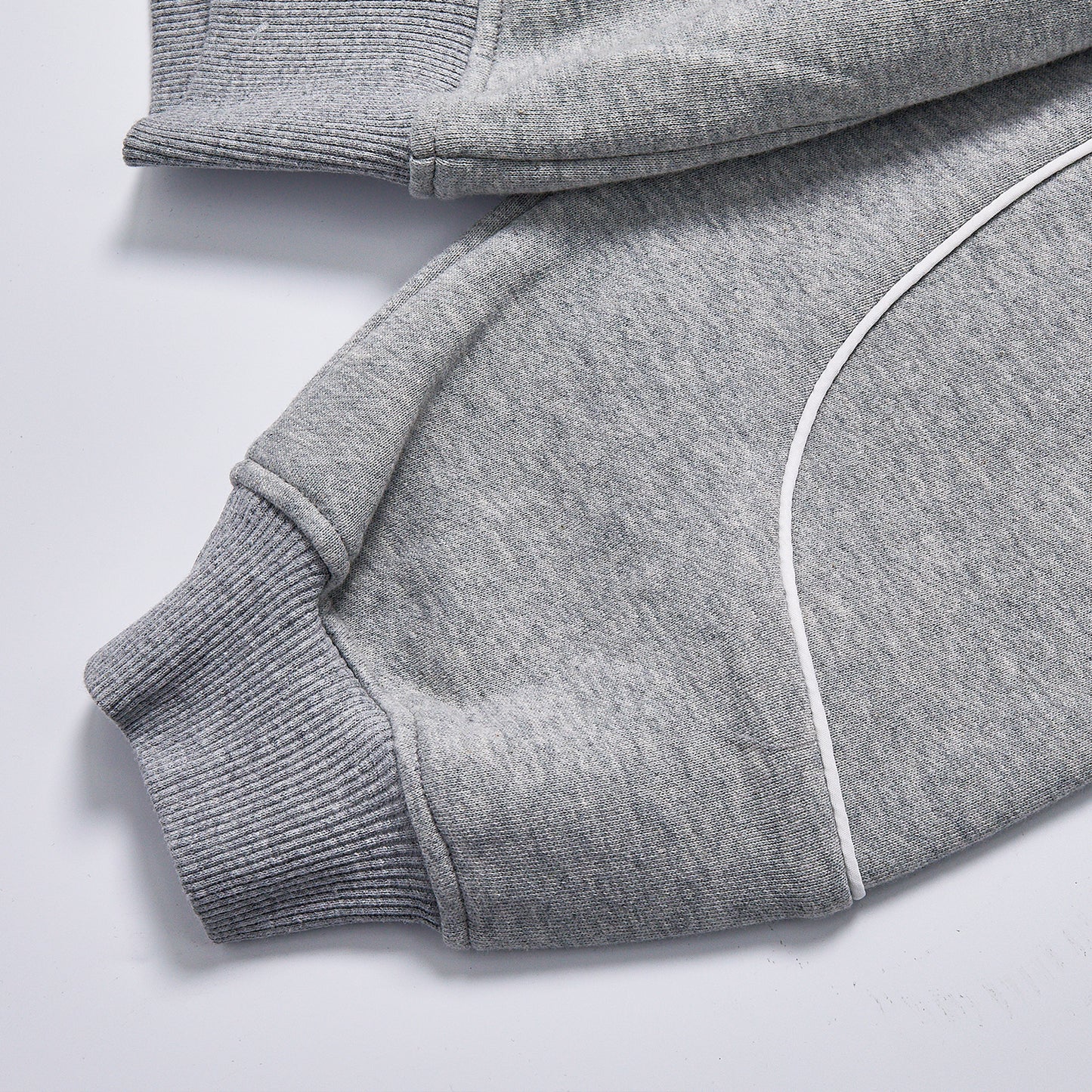 Custom Logo Reflective Piping Heather Gray Unisex Spring Stand Collar Zip-Up Loose Sweatshirt Jacket Streetwear Casual Racing Track Knit Outerwear