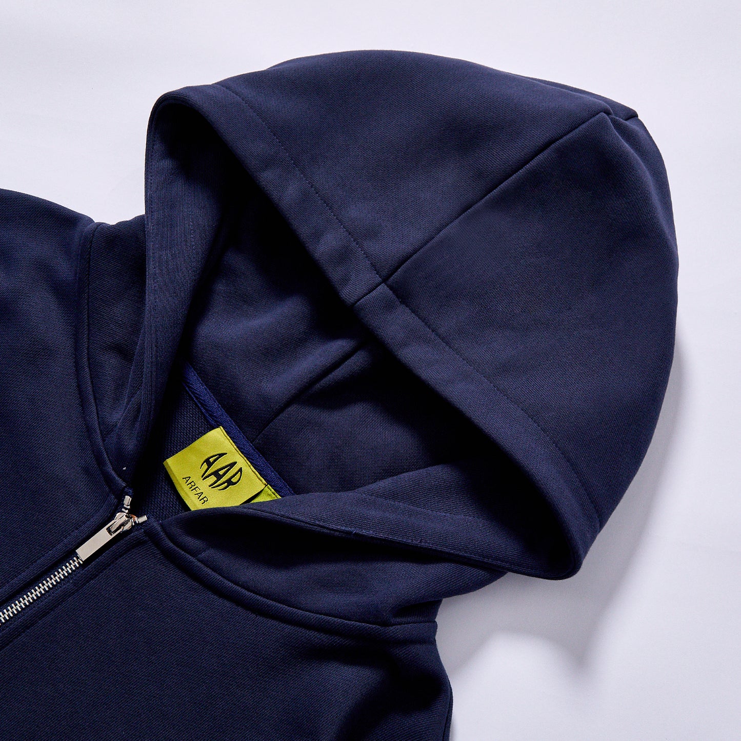 zip up hoodie men navy casual outerwear unisex blank sweat jacket french terry open front hoodie elastic rib cuffs rib bottom hem small woven label box loose fit