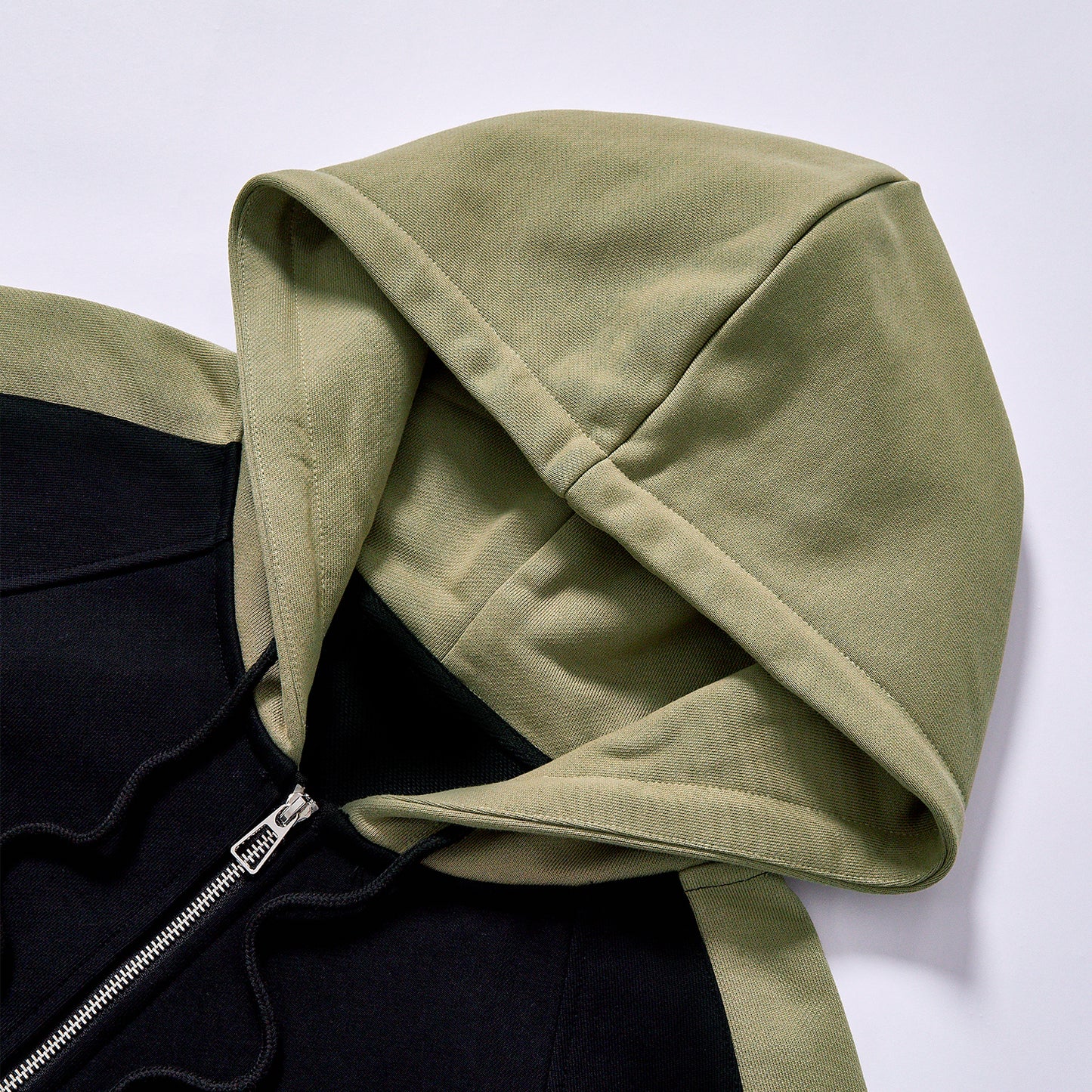custom logo black olive color block zip up hoodie men raglan sleeve men color block zip hoodie raglan sleeve fleece sweatshirt loose fit hooded jacket casual street top daily casual streetwear skate travel spring autumn outfit