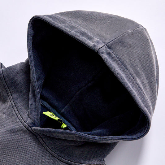 Fashion custom gradient acid washed grey raglan hoodie drop shoulder loose fit unisex multi sizes blank custom patch logo heavy cotton skate casual outer top