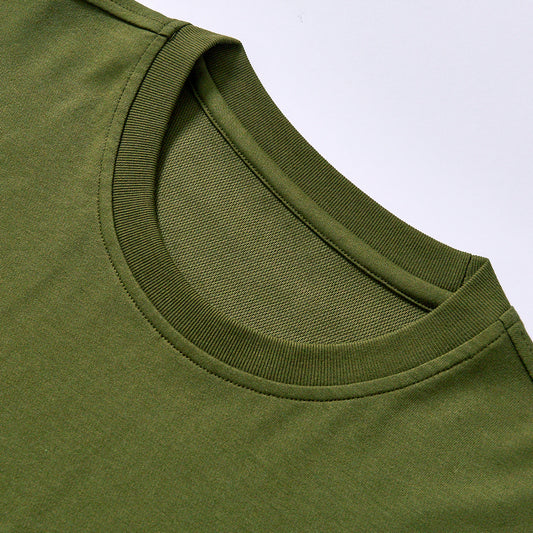 custom logo crew neck t-shirt heavy combed cotton jersey breathable summer hiking short sleeve top travel lightweight versatile casual tee