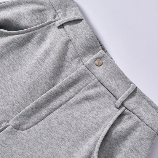 custom logo heather grey men cargo sweat pants  multiple side pockets loose wide leg trousers breathable thick casual utility trousers streetwear casual bottoms street fashion daily commuting