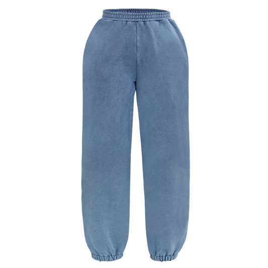 100% Cotton Acid Washed Blue Jogger Pants