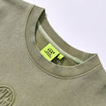 custom chest embossed log  unisex plain crew neck embossed logo sweatshirt drop shoulder loose oversized fit  crew neck pullover blank custom logo wholesale apparel