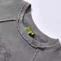 Custom Wholesale Deconstructed Sweatshirt vintage washed grey heavy cotton street sweat top  Support custom chest logo embroidery, small MOQ fast factory sampling