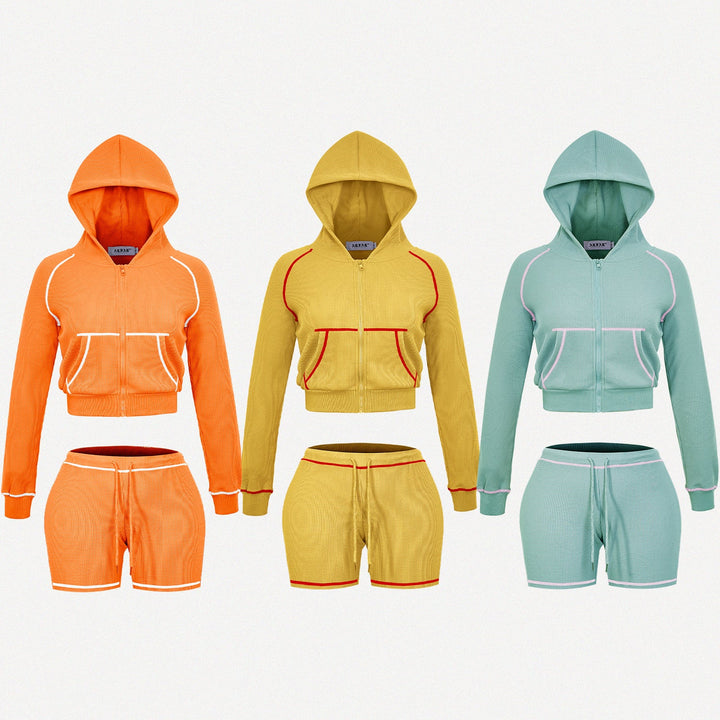 Waffle Knit Zip Matching Set