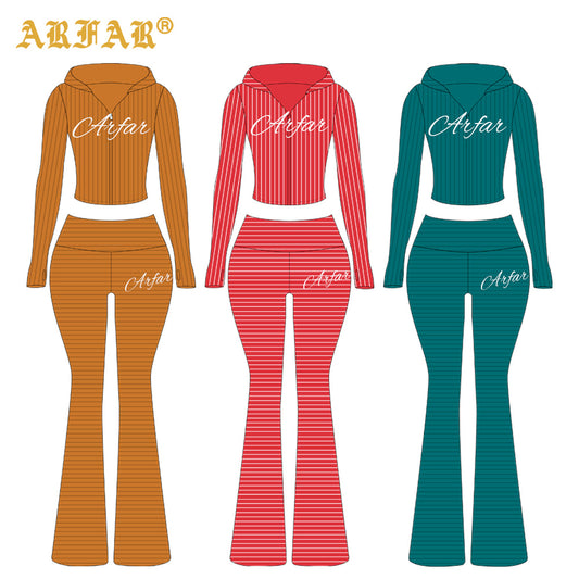 Two Piece Set Women Clothing Custom LOGO Cotton Ribbed Striped Long Sleeve Shirt and Skinny Pants 2 Piece Lounge Sets Women 2026