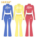 Cheetah Print Women's Two-piece Set Contrast Color High Quality Long Sleeve and Pants Sets Clothes Women Winter