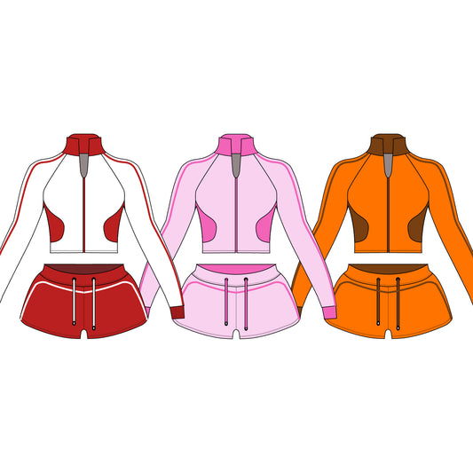 Clothing Manufacturers for Streetwear Women Track Jacket With Track Sort Two Piece Set Color Matching Tracksuit Set