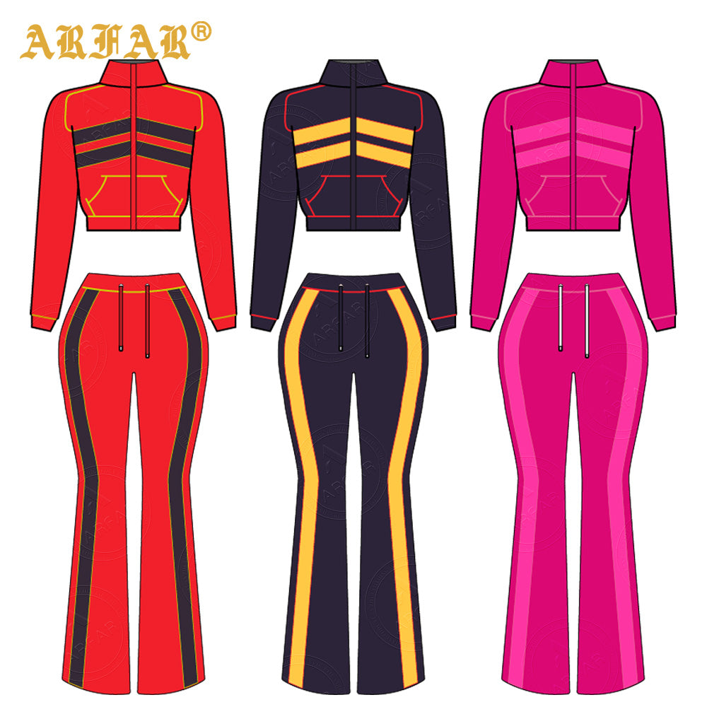 Waffle Knit Set Trendy Women's Clothing Custom 2026 New Color Blocking Long Sleeve Flared Pants 2 Pcs Loungewear Supplier