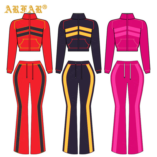 Waffle Knit Set Trendy Women's Clothing Custom 2026 New Color Blocking Long Sleeve Flared Pants 2 Pcs Loungewear Supplier