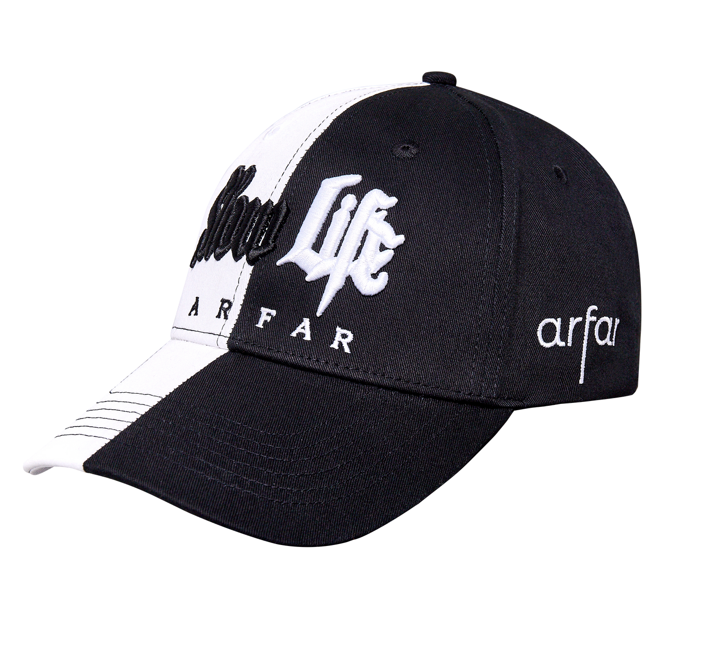 Custom Logo half black half white dad hat 3D embroidery snapback hat half black half white split crown  Half Half Gothic Letter Hip Hop Snapback Dad Hat wholesale headwear