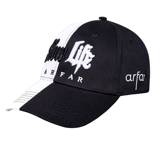 Custom Logo half black half white dad hat 3D embroidery snapback hat half black half white split crown  Half Half Gothic Letter Hip Hop Snapback Dad Hat wholesale headwear