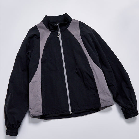 Custom Logo Two-tone Panel Contrast Color Windbreaker Unisex Spring Stand Collar Zip Up Loose Streetwear Casual Retro Track Jacket Outerwear