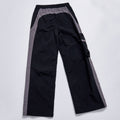 英文标题：Custom Logo Reflective Piping Contrast Color Windbreaker Fabric Unisex Elastic Waist Straight Cargo Pants Streetwear Casual Racing Track Trousers Daily Outer Bottoms