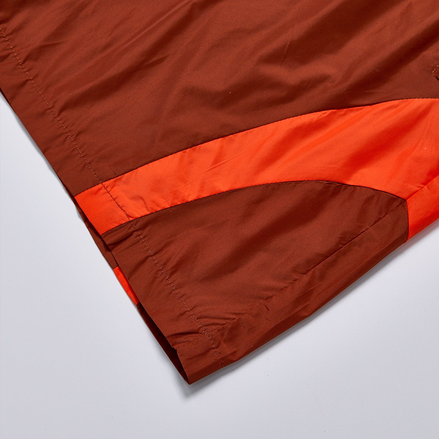 Custom Logo Curved Panel Contrast Color Nylon Unisex Elastic Waist Drawstring Streetwear Casual Racing Sport Shorts Beach Board Shorts