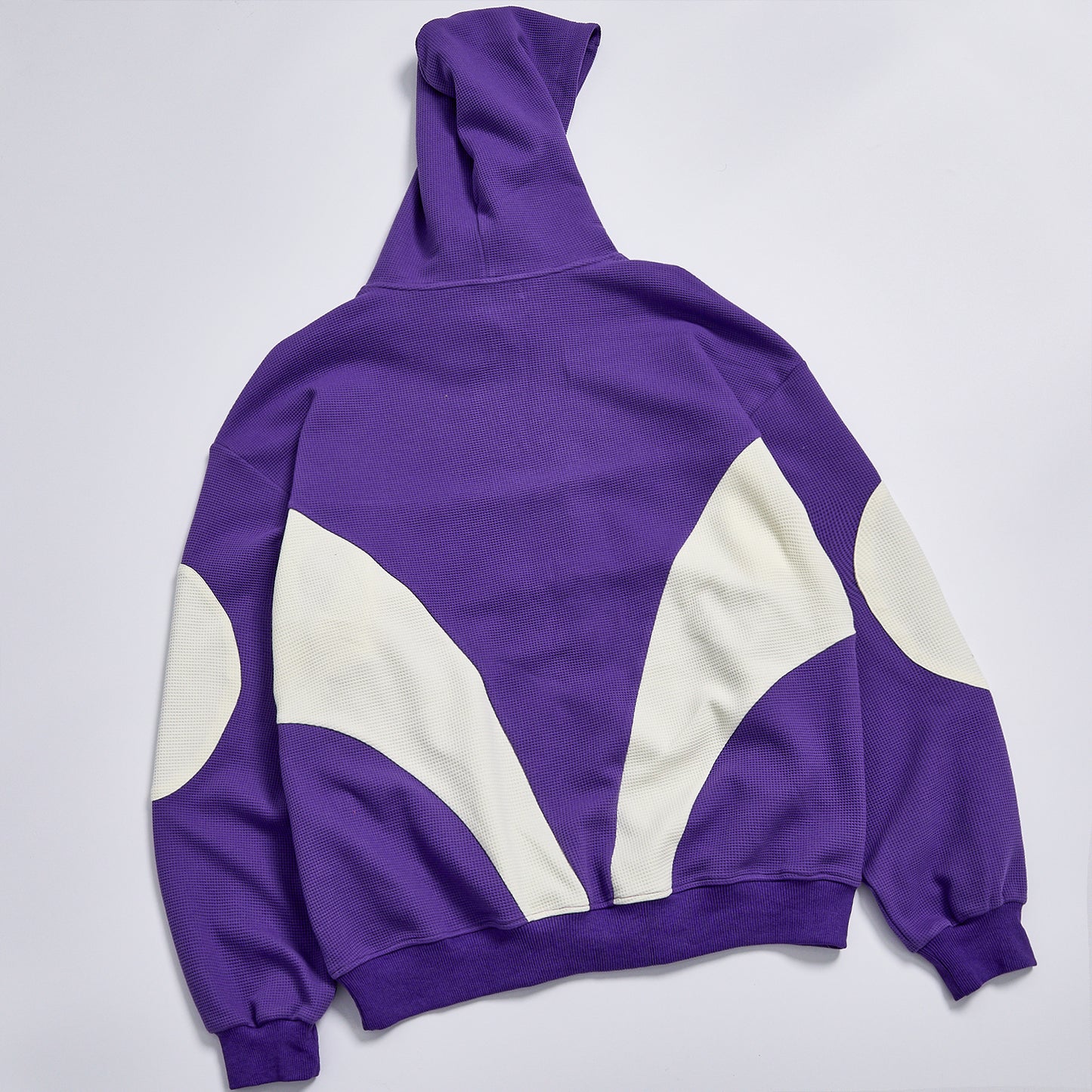 Custom Logo Color Block Waffle Knit Hoodie Unisex Loose Long Sleeve Pullover Hooded Sweatshirt Streetwear Casual Daily Hip Hop Outerwear