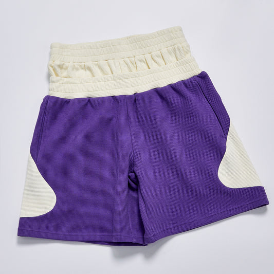 Custom Logo Double Layer Waistband Contrast Color Waffle Shorts Unisex Summer Elastic Drawstring Loose Fit Streetwear Casual Basketball Sports Shorts Bottoms
