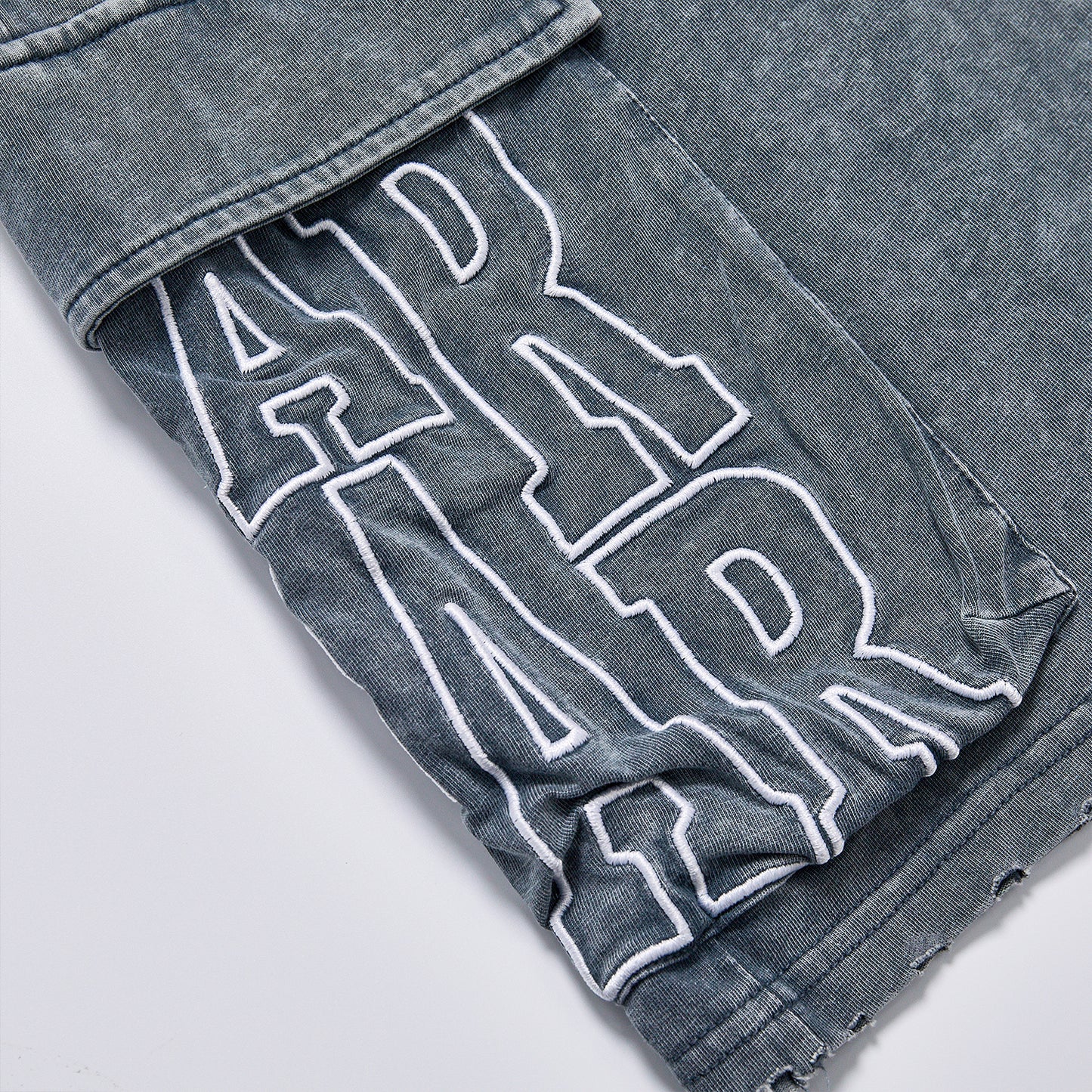 Vintage Washed Cargo Shorts Unisex Summer Elastic Waist Drawstring Letter Print Loose Streetwear Casual Knee Length Sweat Shorts