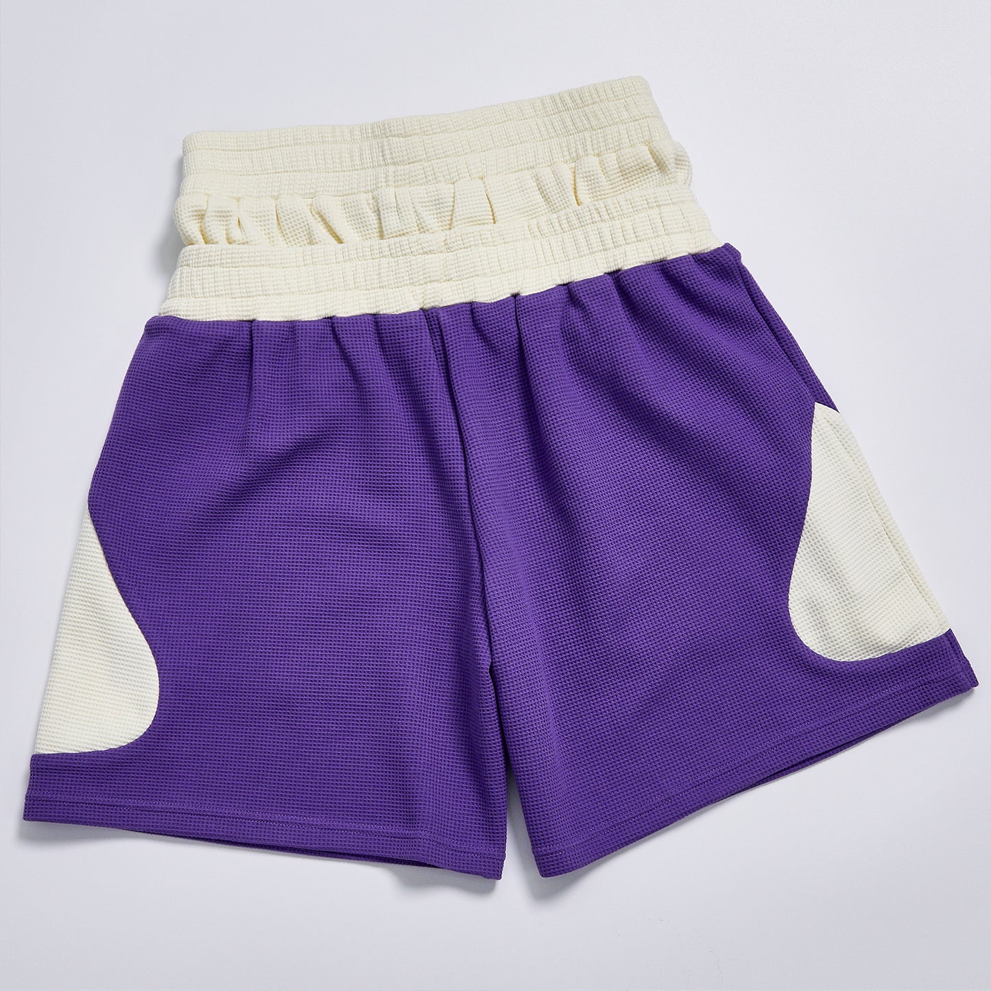 Custom Logo Double Layer Waistband Contrast Color Waffle Shorts Unisex Summer Elastic Drawstring Loose Fit Streetwear Casual Basketball Sports Shorts Bottoms