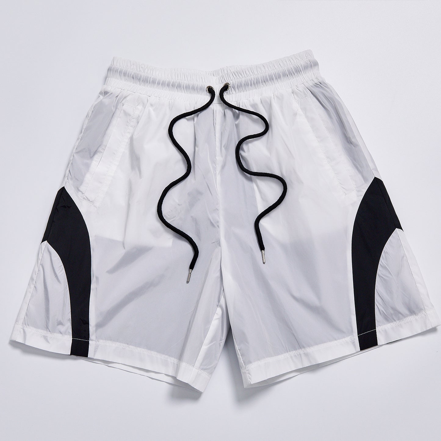 Custom Logo Contrast Color Panel Lightweight Wind Shorts Unisex Summer Elastic Waist Drawstring Loose Streetwear Casual Sports Running Track Shorts