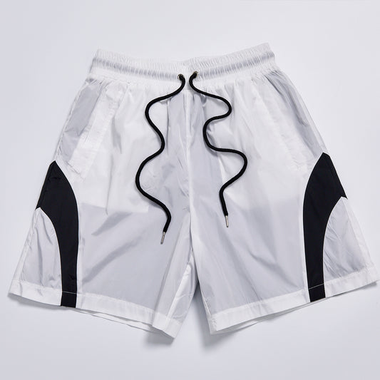 Custom Logo Contrast Color Panel Lightweight Wind Shorts Unisex Summer Elastic Waist Drawstring Loose Streetwear Casual Sports Running Track Shorts