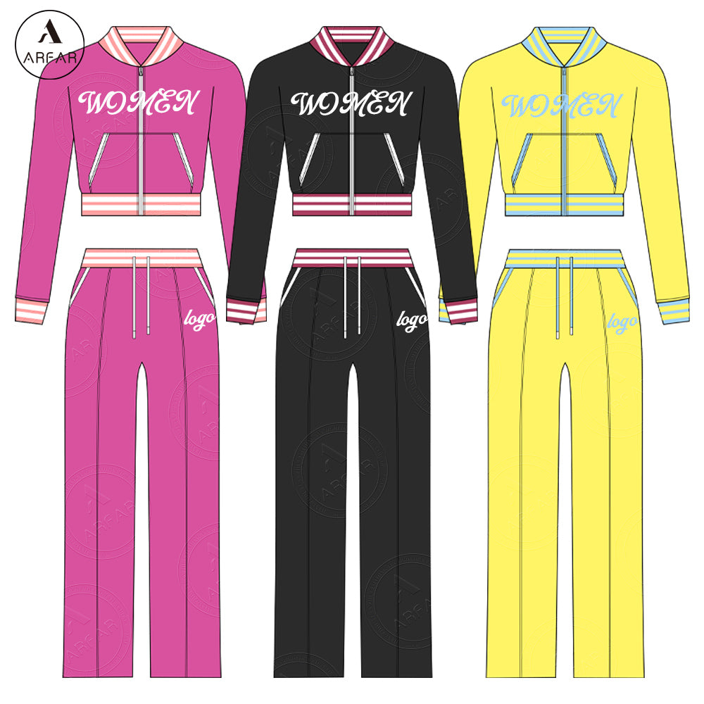 Women's Clothes Fall Oversized Sweatpants Custom logo Two Pieces Long Sleeve Set High Quality Tall Girl Friendly