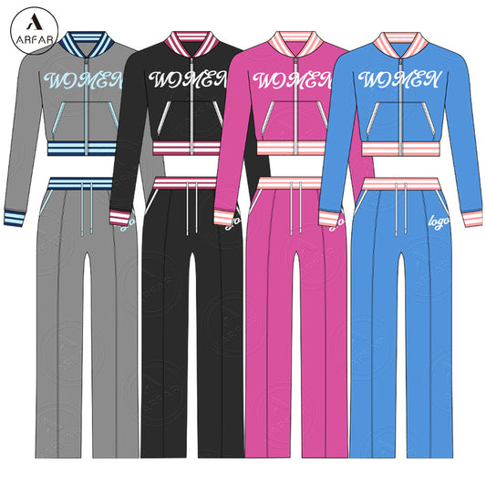 Women's Clothes Fall Oversized Sweatpants Custom logo Two Pieces Long Sleeve Set High Quality Tall Girl Friendly
