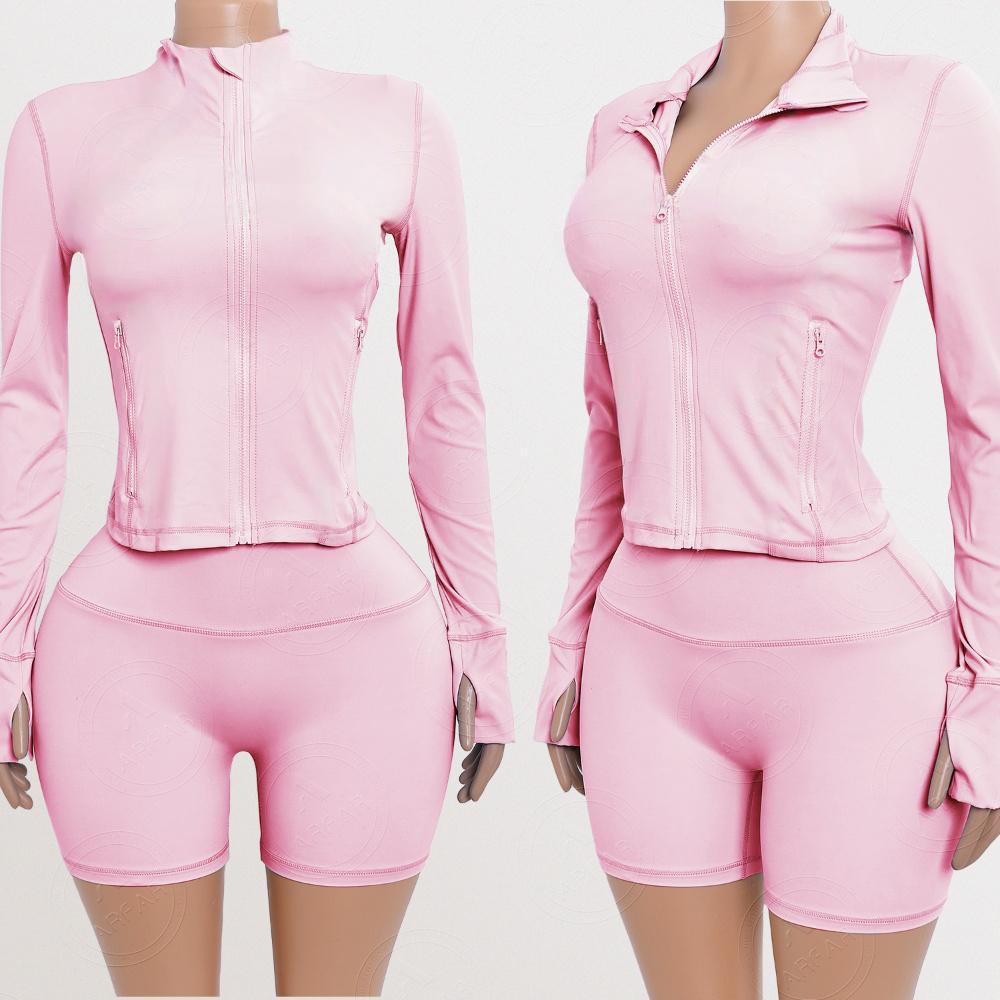 Yoga Zipper Jacket Custom Rhinestone logo Women Set Wholesale Nylon Candy Color Tracksuit Two Piece Lounge Set Women Clothing
