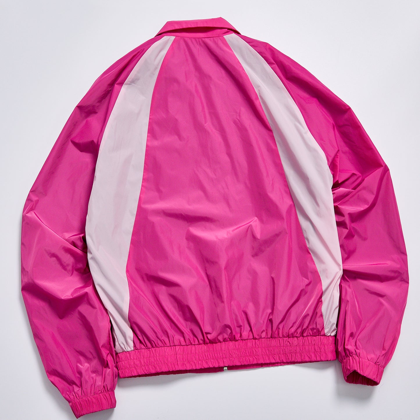 Contrast Panel Color Block Windbreaker Unisex Spring Stand Collar Zip Up Loose Track Jacket Bright Hot Pink Streetwear Casual Racing Outerwear
