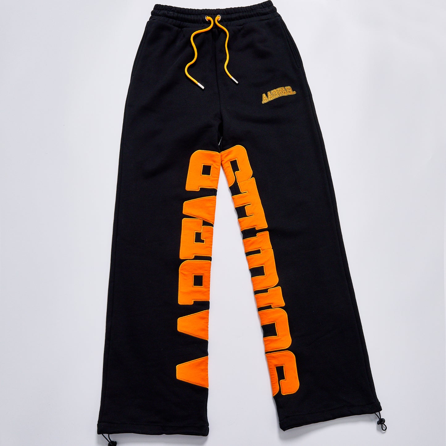 Big Orange Letter Embroidery Contrast Drawstring Sweatpants Unisex Autumn Elastic Waist Wide Leg Jogger Pants Streetwear Casual Loose Sports Track Pants Trousers