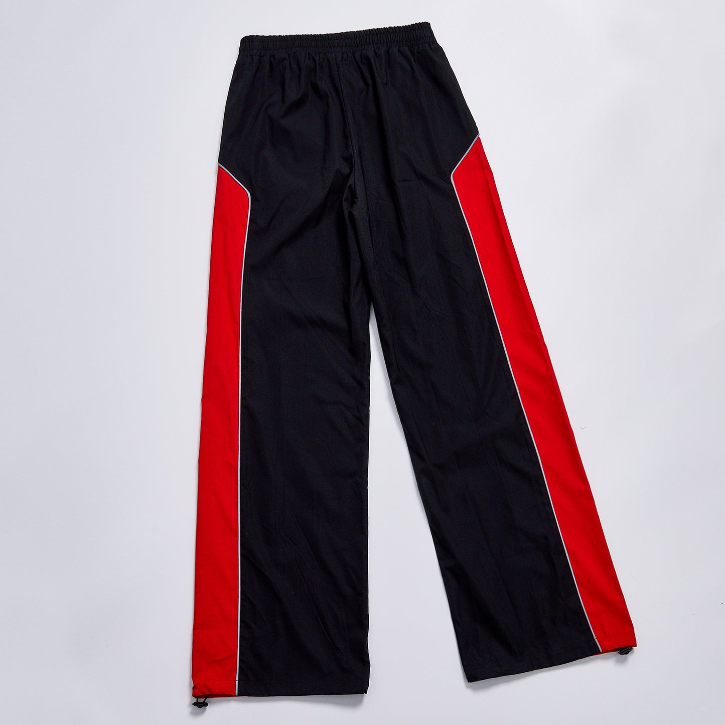 Custom Logo Reflective Piping Contrast Color Windbreaker Pants Unisex Spring Loose Straight Drawstring Hem Streetwear Casual Racing Track Pants Sport Sweatpants