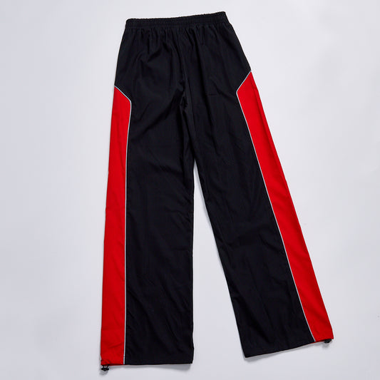 Custom Logo Reflective Piping Contrast Color Windbreaker Pants Unisex Spring Loose Straight Drawstring Hem Streetwear Casual Racing Track Pants Sport Sweatpants
