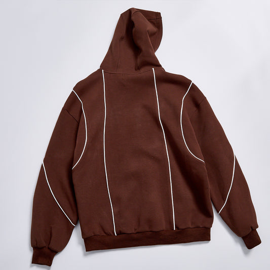 Custom Logo White Contrast Piping Hoodie Unisex Autumn Loose Oversized Pullover Hooded Sweatshirt Streetwear Casual Racing Line Drawstring Pocket Hoodies Outerwear