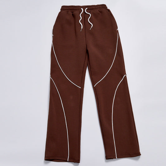 Custom Logo Reflective Piping Contrast Color Sweatpants Unisex Loose Straight Leg Spring Elastic Waist Track Pants Streetwear Casual Racing Jogger Trousers