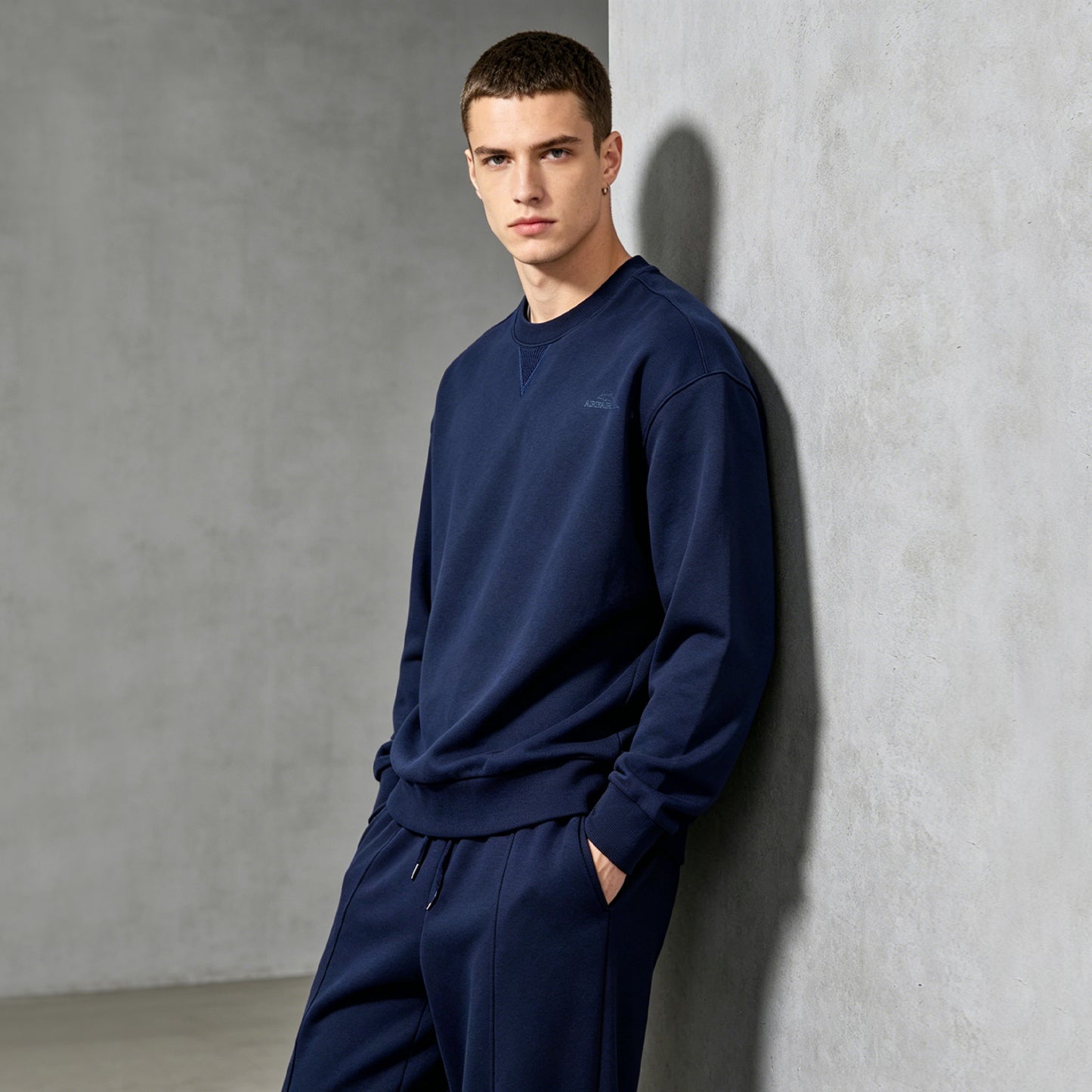 hot selling crew neck sweatshirt straight sweatpants two piece  pullover sweatshirt elastic waist casual trousers french terry tracksuit relaxed regular fit full matching suit