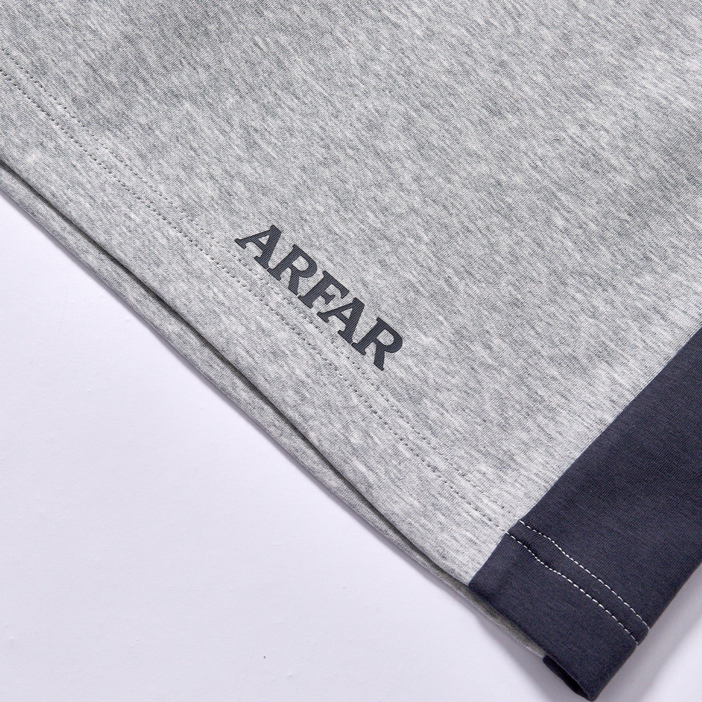 custom logo color block men sweat shorts  elastic waist relaxed fit knee adjustable drawstring deep side pockets heather grey color block summer daily dressing jogging fitness