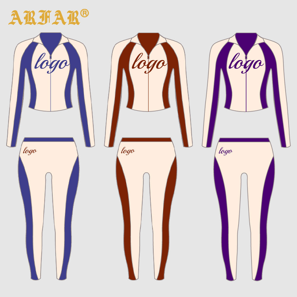 2026 Trending Color Blocking Tracksuits for Women Custom Logo Embroidery Jacket Sweatpants 2 Piece Jogger Set Women
