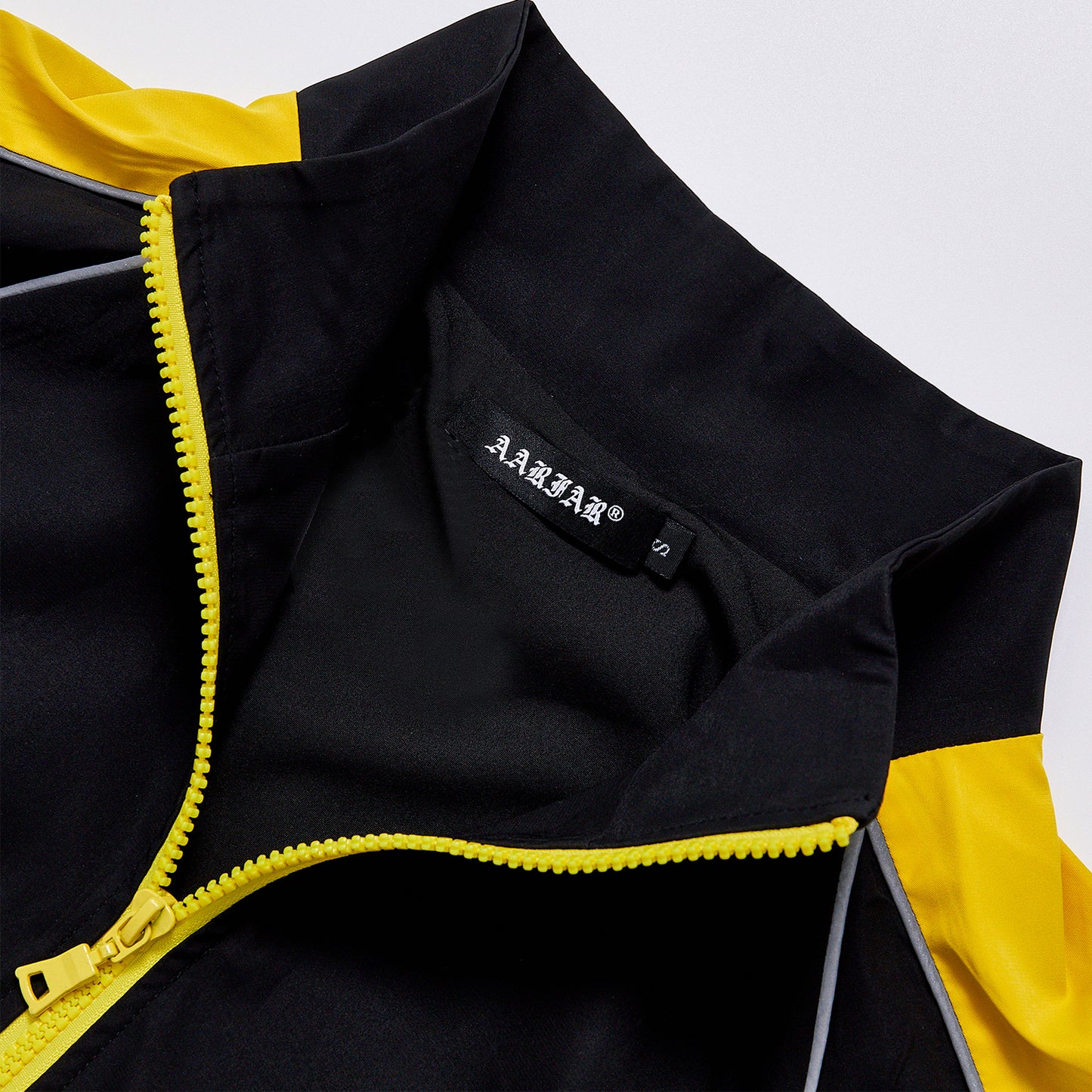 Custom Logo Reflective Piping Contrast Color Windbreaker Unisex Spring Stand Collar Zip Up Crop Jacket Streetwear Casual Racing Track Jacket Outerwear