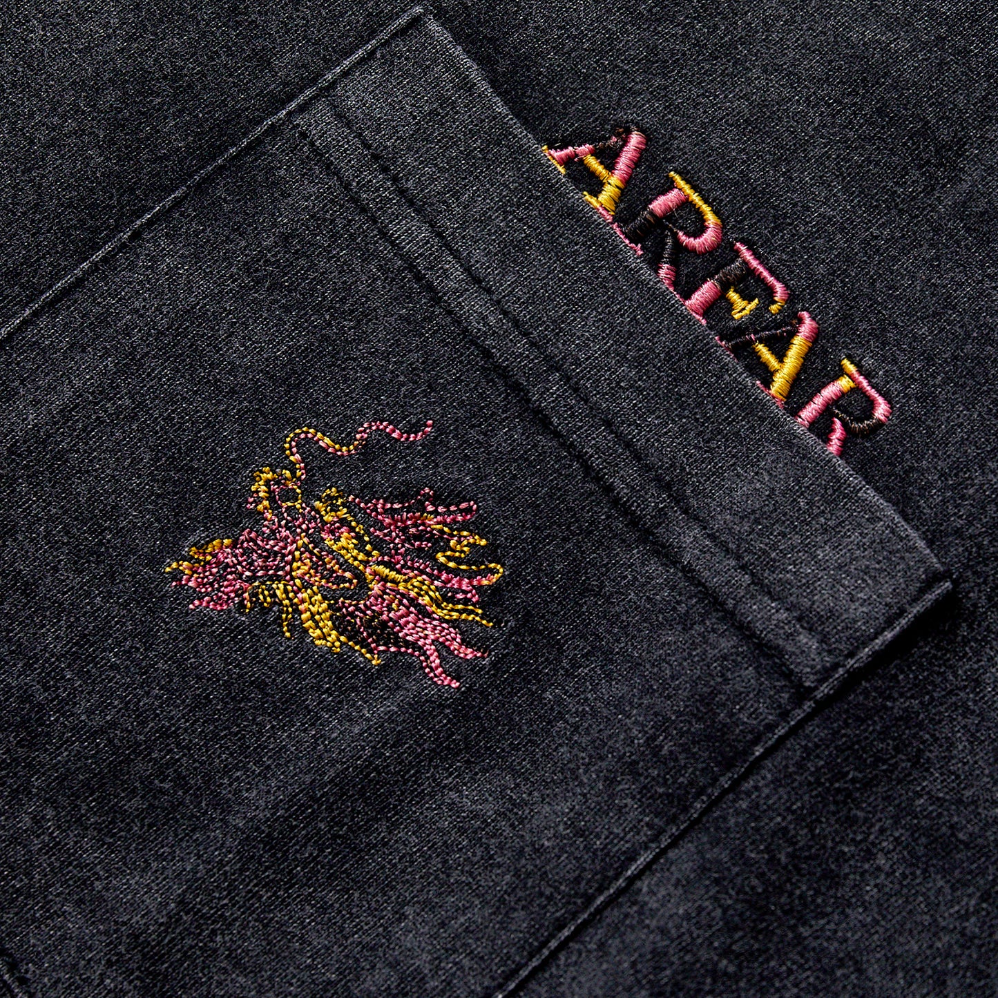 hot selling custom logo  long sleeve pullover drop shoulder relaxed oversized fit faded black pocket embroidery casual pullover daily business casual commute look