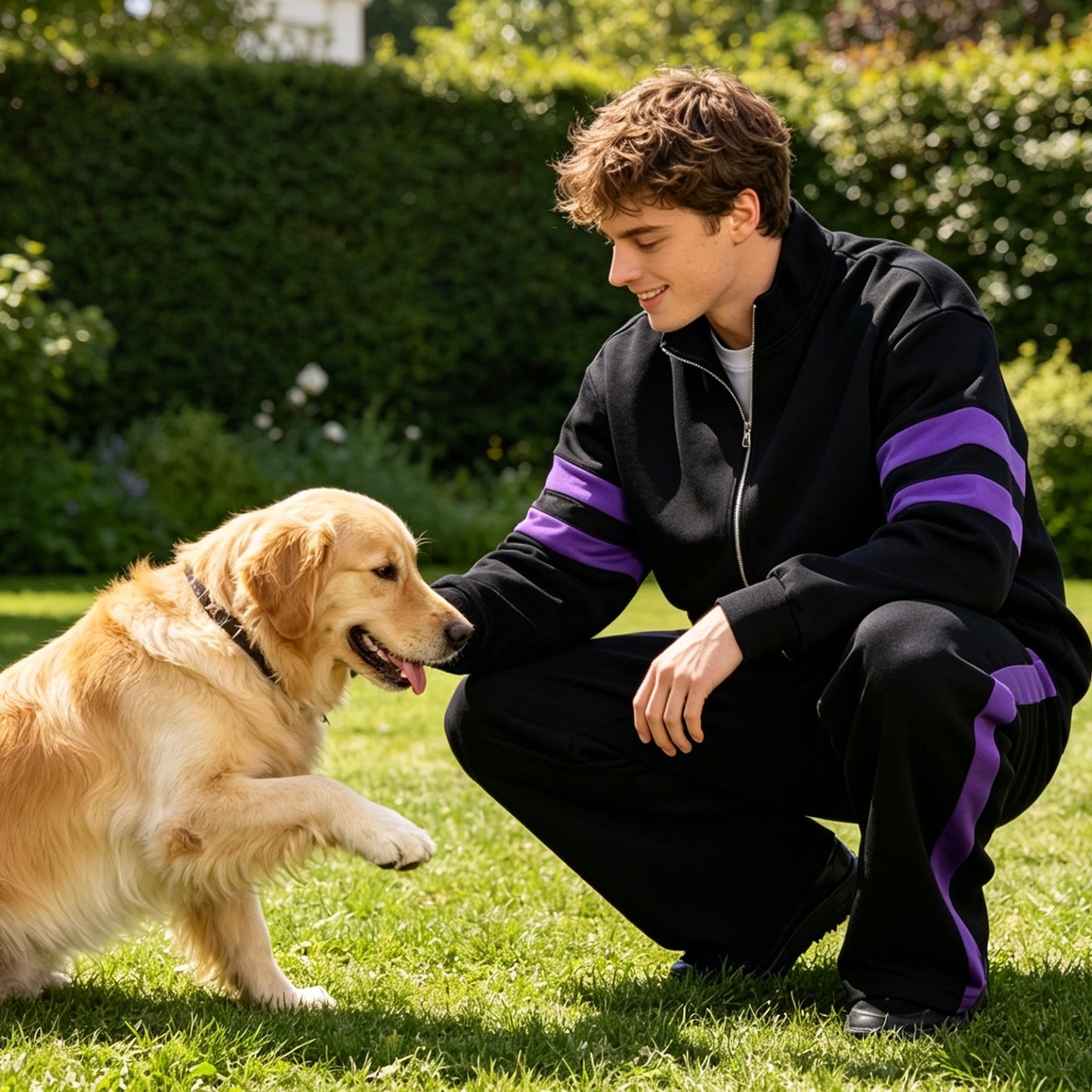 men black purple stripe tracksuit full zip stand collar jogger set men two piece tracksuit stand collar  straight leg sweatpants soft fleece fabric relaxed fit daily casual gym training jogging
