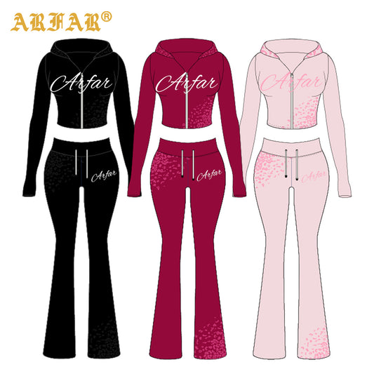 Custom Cheetah Print Yoga Set Raglan Sleeve Fold Waist Flare Pants 3 Piece Set Workout Fitness Clothing Supplier