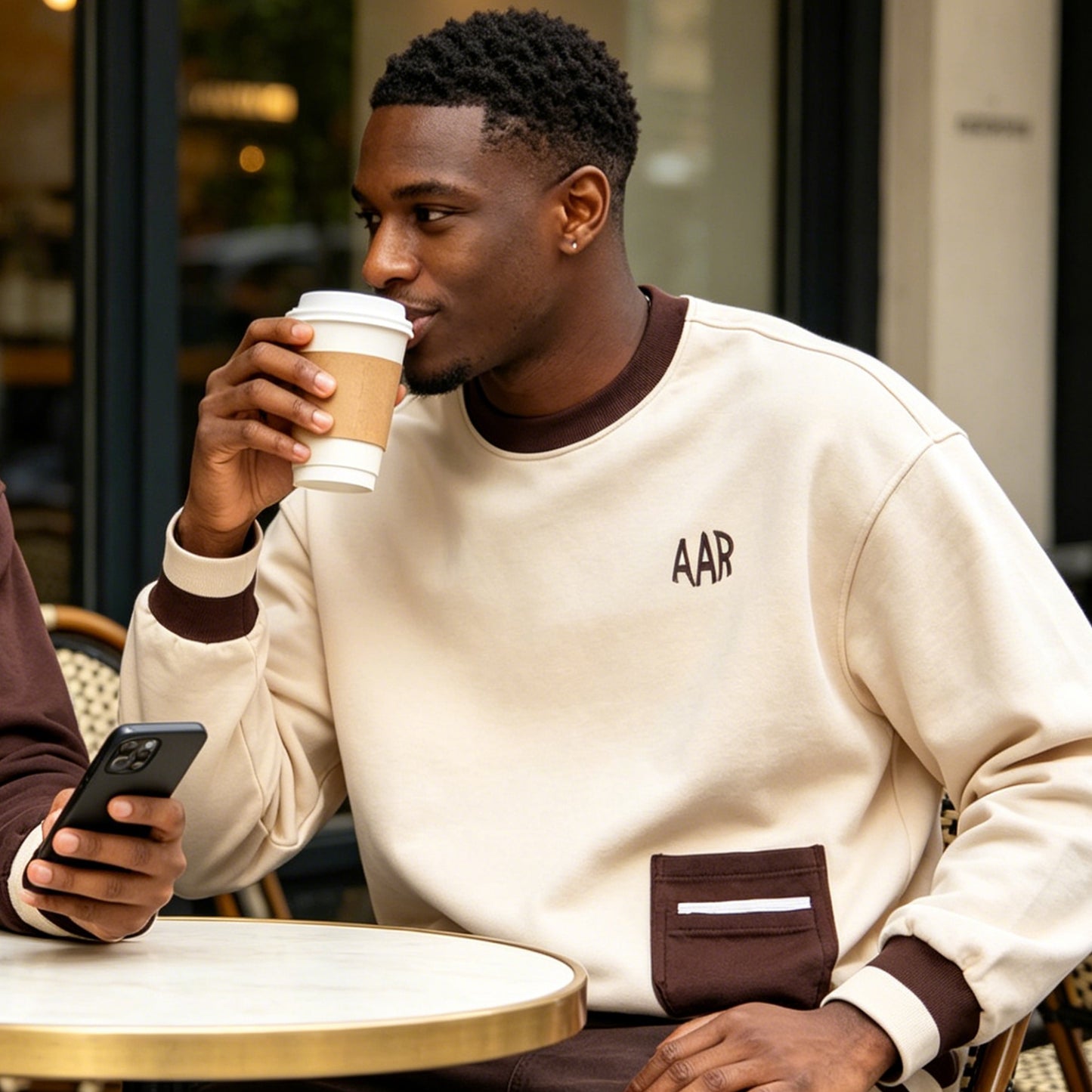 factory direct contrast patch pocket fleece sweatshirt drop shoulder relaxed fit spring autumn layering top city walk casual wear