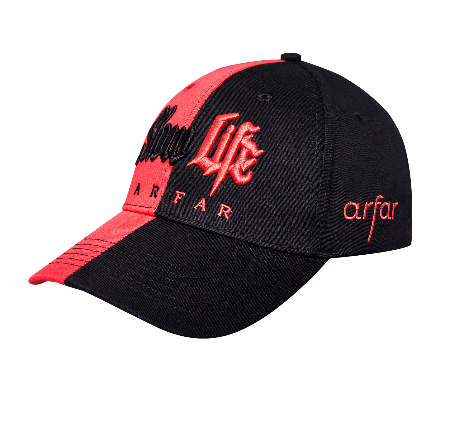 Custom High Quality split black red mesh baseball cap breathable mesh snapback hat half black half red split crown streetwear hip hop